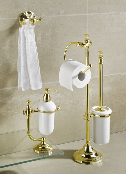 Badezimmeraccessoires - Badezimmer-Accessoires aus Messing und Keramik, in Farbe MESSING-WEISS, in Ausführung Wandhaken Ansicht 2