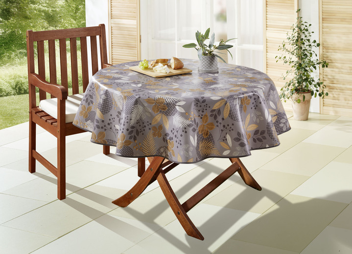 Tischdecken - Wachstuch-Tischdecke mit Blätter-Motiv, in Größe 108 (Tischdecke, 80x 80 cm) bis 190 (Tischdecke oval, 140x190 cm), in Farbe TERRA Ansicht 6