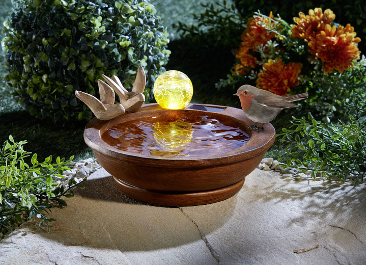 Gartendekoration - Vogeltränke mit Solarkugel, in Farbe BRAUN Ansicht 2