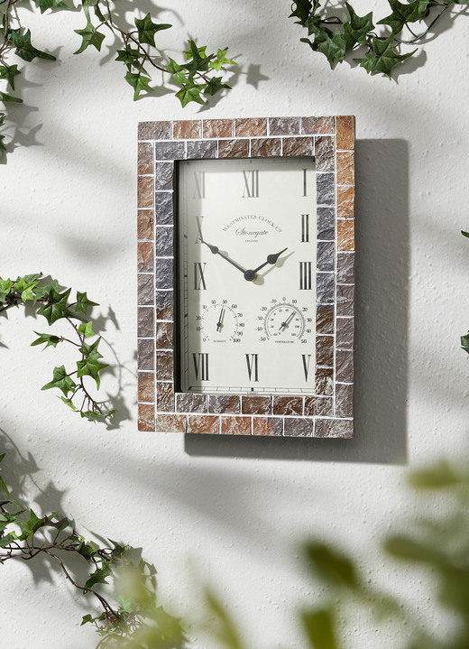 Garten - Außenwanduhr im Mosaik-Stil, in Farbe BRAUN-GRAU