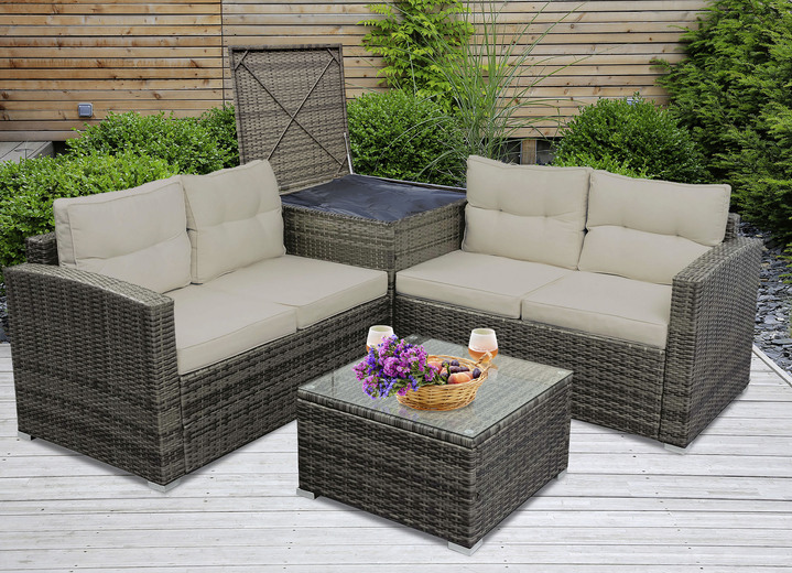 Gartenmöbel - Ecklounge Bonn mit Kissenbox, in Farbe GRAU Ansicht 2