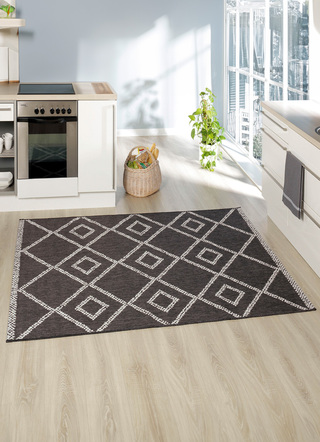 Modern - Brücken und Teppiche im natürlichen Sisal-Look – Farbe ANTHRAZIT-WEISS – Ansicht  Modern - Brücken und Teppiche im natürlichen Sisal-Look, in Größe 111 (Brücke, 60x110 cm) bis 282 (Teppich, 200x290 cm), in Farbe ANTHRAZIT-WEISS – Farbe ANTHRAZIT-WEISS – Ansicht