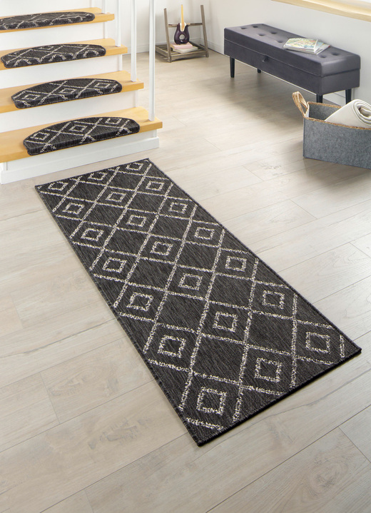 Modern - Brücken und Teppiche im natürlichen Sisal-Look Ansicht 4 Modern - Brücken und Teppiche im natürlichen Sisal-Look, in Größe 111 (Brücke, 60x110 cm) bis 282 (Teppich, 200x290 cm), in Farbe ANTHRAZIT-WEISS Ansicht 4