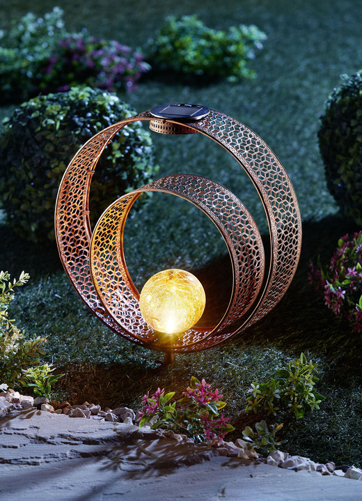 Garten - Solarleuchte aus Metall in Rostoptik mit Glaskugel, in Farbe ROST Ansicht 1