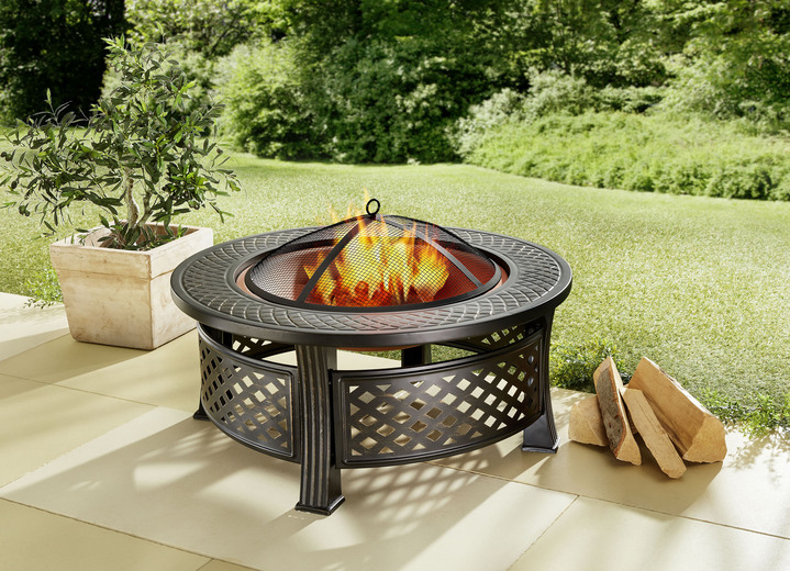 Garten - Feuerstelle mit Gitterdeckel und Schürhaken, in Farbe ANTHRAZIT Ansicht 3