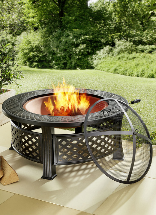 Garten - Feuerstelle mit Gitterdeckel und Schürhaken, in Farbe ANTHRAZIT Ansicht 2