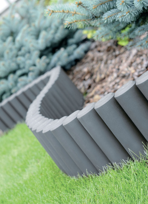 Gartenpflege - Beetbegrenzung aus frostsicherem Polypropylen, in Farbe GRAU Ansicht 1