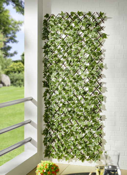 Gartendekoration - Wandgitter aus Blätter und Blüten, in Farbe GRÜN, in Ausführung Efeu klein Ansicht 1