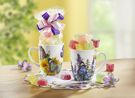 Porzellantassen mit Schmetterlings-Motive, 2er-Set