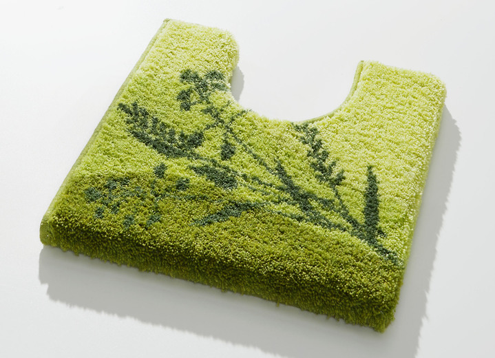 Badgarnituren - Naturnah gestaltete Badgarnitur der Marke Grund, in Größe 100 (Vorleger halbrund, 50x 80 cm) bis 112 (WC-Deckelbezug, 47x 50 cm), in Farbe GRÜN Ansicht 2