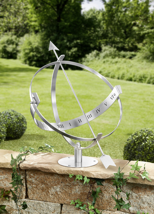 - Sonnenuhr aus wetterfestem, rostfreiem Edelstahl, in Farbe SILBER