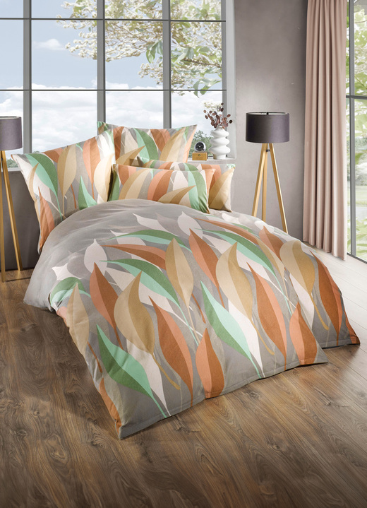 Bettwäschegarnituren - Soft-Biber Bettwäsche aus 100% Baumwolle, in Größe 111 (40x80 cm + 135x200 cm) bis 115 (80x80 cm + 155x220 cm), in Farbe TAUPE Ansicht 1