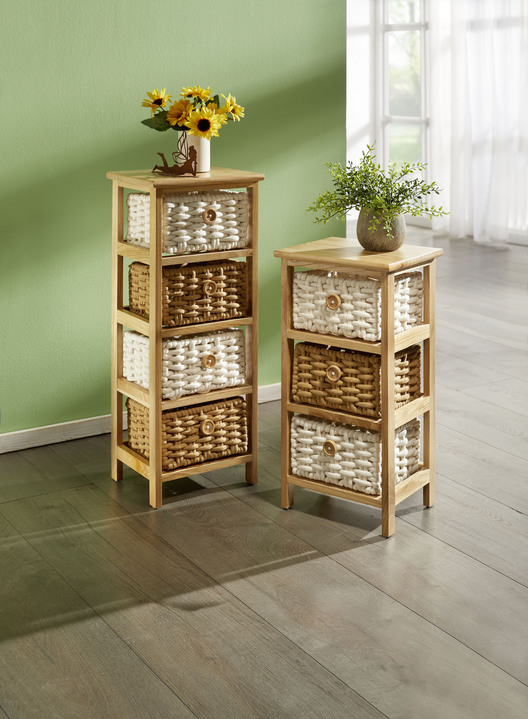 Regale - Dekoratives Regal mit Gestell aus Massivholz, in Farbe WEISS, in Ausführung Regal mit 3 Körben Ansicht 2