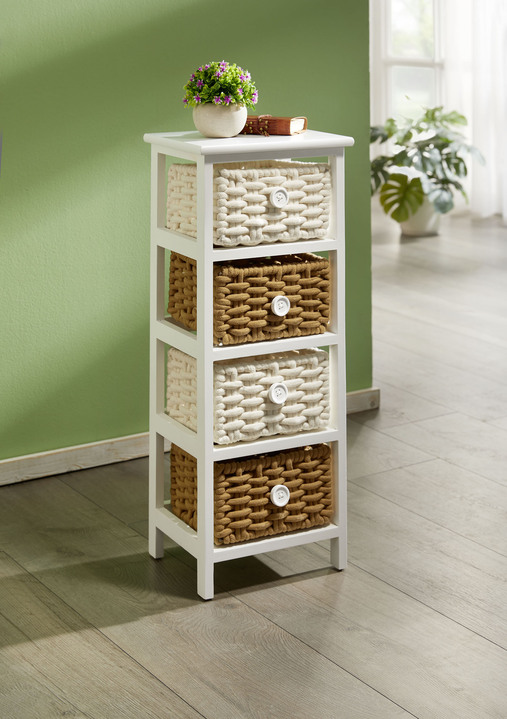 Regale - Dekoratives Regal mit Gestell aus Massivholz, in Farbe WEISS, in Ausführung Regal mit 3 Körben Ansicht 3