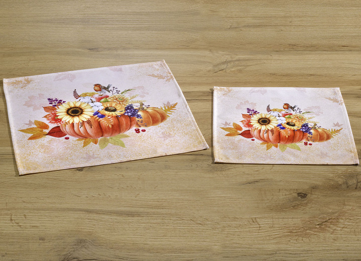 Tischdecken - Tisch- und Raumdekoration mit herbstlichen Motiven, in Größe 101 (Deckchen, 35x 50 cm) bis 404 (Kissenbezug, 40x 40 cm), in Farbe NATUR-BUNT Ansicht 4