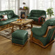 Polstergruppen - Italienische Polstermöbel mit Bezug aus echtem Leder, in Farbe GRÜN, in Ausführung Sessel