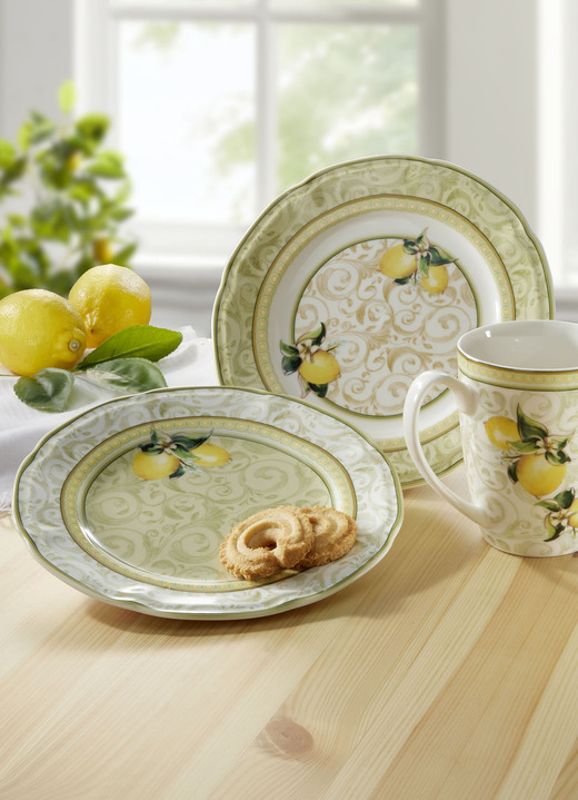 Geschirr - Hochwertige Fine-Bone-China-Porzellan-Serie, in Farbe WEISS-GELB, in Ausführung Dessertteller, 2er-Set Ansicht 1
