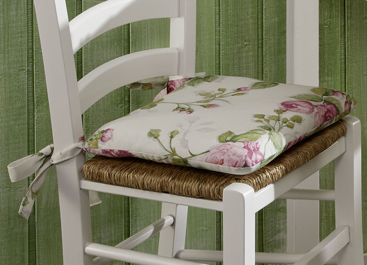 Wohnaccessoires - 2er-Set Sitzkissen mit Schleifenbändern, in Farbe BEIGE Ansicht 3