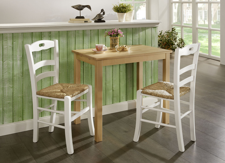 Stühle & Sitzbänke - 2er-Set Esszimmerstühle aus massiver Buche, in Farbe WEISS Ansicht 1