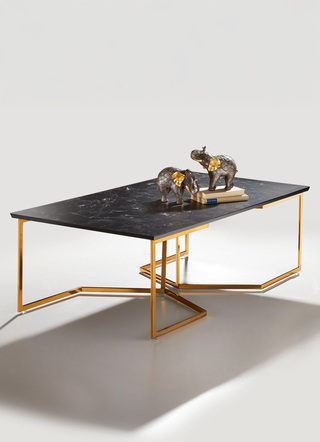Couchtische - Couchtisch mit echter Marmoroptik, in Farbe GOLD-SCHWARZ