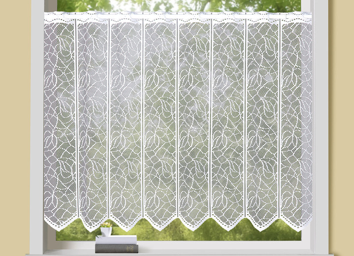 - Kurzstore aus Jacquard mit Stangendurchzug, in Größe 660 (H30xB100 cm) bis 861 (H60xB150 cm), in Farbe WEISS Ansicht 2