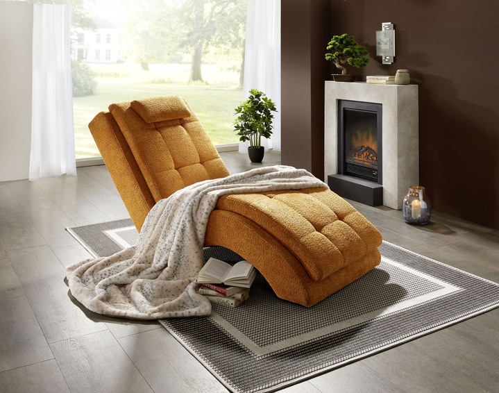 TV-Sessel / Relax-Sessel - Relaxliege mit Kopfkissen und Knopfsteppung, in Farbe GOLD Ansicht 1