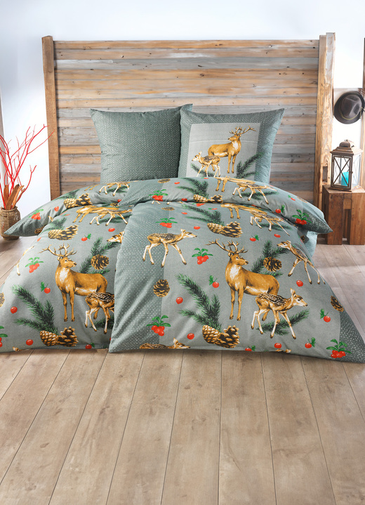 Bettwäschegarnituren - Biber Bettwäsche-Garnitur von Dobnig, in Größe 111 (40x80 + 135x200 cm) bis 115 (80x80 + 155x220 cm), in Farbe BRAUN Ansicht 3