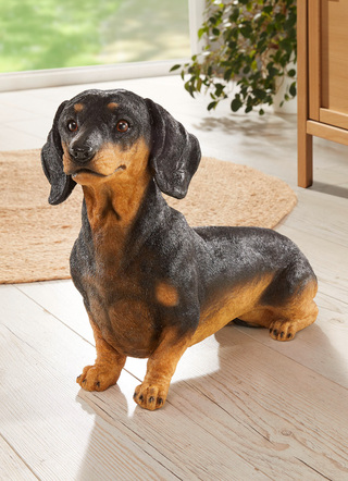 Figuren - Dackel aus hochwertigem Polyresin, in Farbe SCHWARZ-BRAUN
