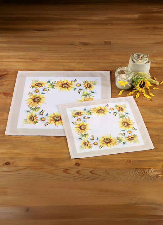 Tischdecken - Tisch- und Raumdekoration mit Sonnenblumen-Motiv, in Größe 101 (Deckchen, 35x 50 cm) bis 404 (Kissenbezug, 40x 40 cm), in Farbe BUNT Ansicht 3