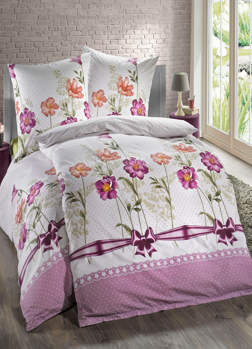 - Renforcé-Bettwäsche-Garnitur mit Reißverschluss, in Größe 111 (40x80 cm + 135x200 cm) bis 115 (80x80 cm + 155x220 cm), in Farbe ROSÉ Ansicht 2