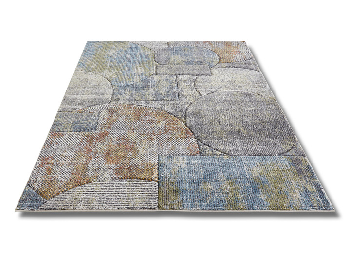 Modern - Brücken und Teppiche mit geometrischen Formen, in Größe 113 (Brücke, 80x150 cm) bis 282 (Teppich, 200x290 cm), in Farbe BLAU-MULTI Ansicht 1