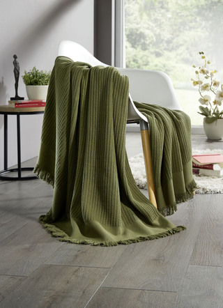 Wohndecke und Kissenbezug in toller Strickoptik