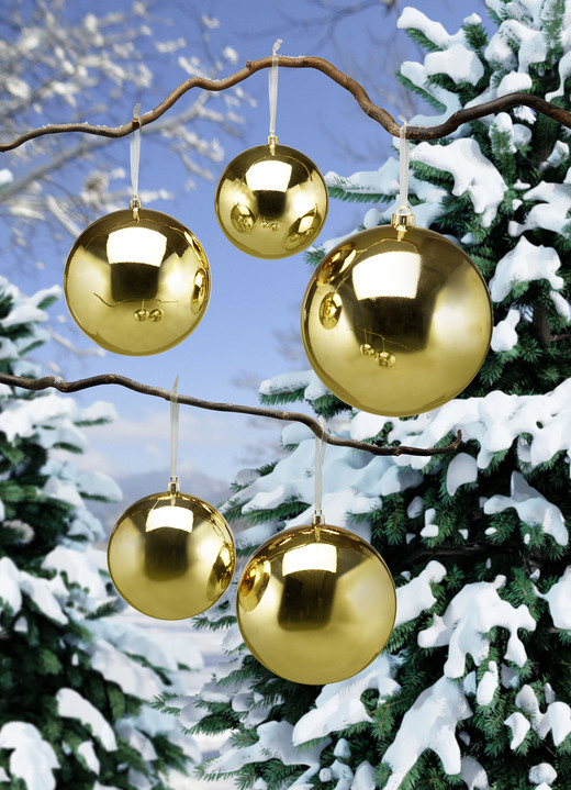 Christbaumschmuck - Witterungsbeständiges und bruchsicheres Kugel-Set, 5-teilig, in Farbe ROT Ansicht 2