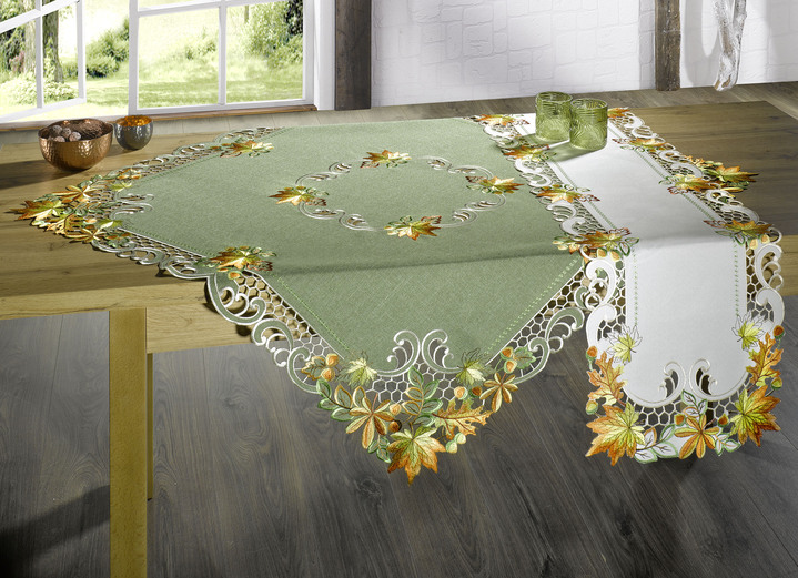 Tischdecken - Tisch- und Raumdekoration, in Größe 101 (Deckchen, 35x 50 cm) bis 404 (Kissenbezug, 40x 40 cm), in Farbe GRÜN Ansicht 2
