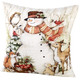 Dekokissen & Hüllen - Kissenbezug mit bezaubernden Winterszenen, in Farbe SCHNEEMANN IM WALD, in Ausführung Schneemann im Wald – Farbe SCHNEEMANN IM WALD – Ansicht 1