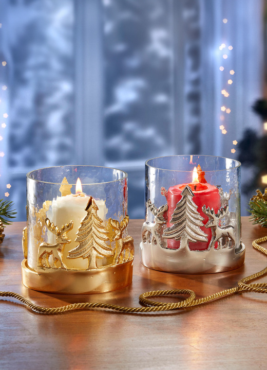 Weihnachten - Windlicht aus Glas und Aluminium, in Farbe SILBER Ansicht 1