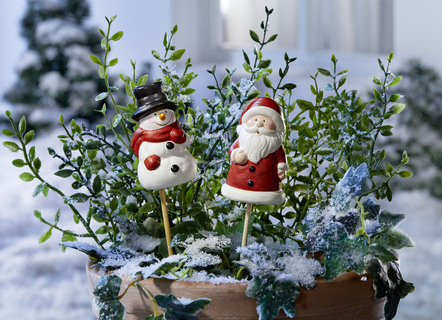 Gartenstecker Schneemann + Santa Clause