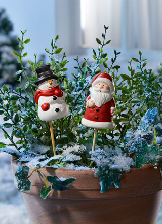 Gartenstecker Schneemann + Santa Clause