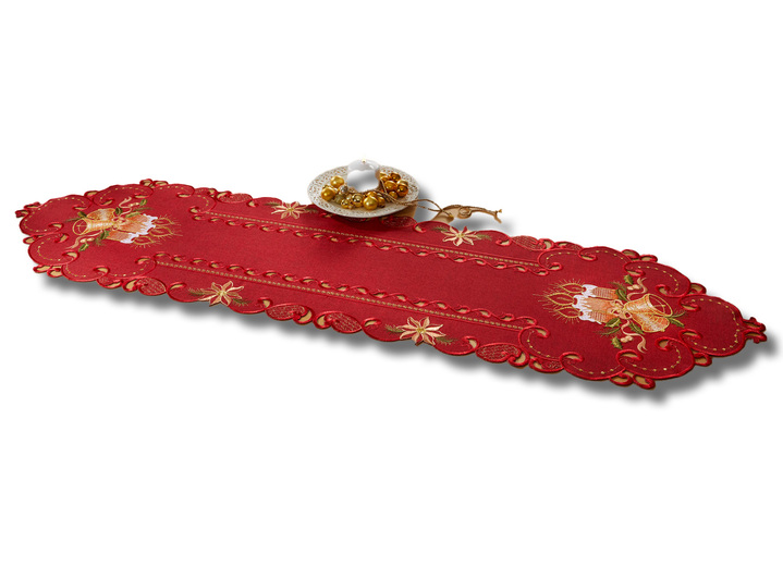 Tischdecken - Aufwendig bestickte Tisch- und Raumdekoration Ansicht 2 Tischdecken - Aufwendig bestickte Tisch- und Raumdekoration, in Größe 130 (2x Platzset, 30x 45 cm ) bis 404 (Kissenbezug, 40x40 cm), in Farbe ROT Ansicht 2