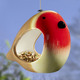 - Handbemalte Futterstelle Vogel aus Keramik, in Farbe ROT – Farbe ROT – Ansicht 2