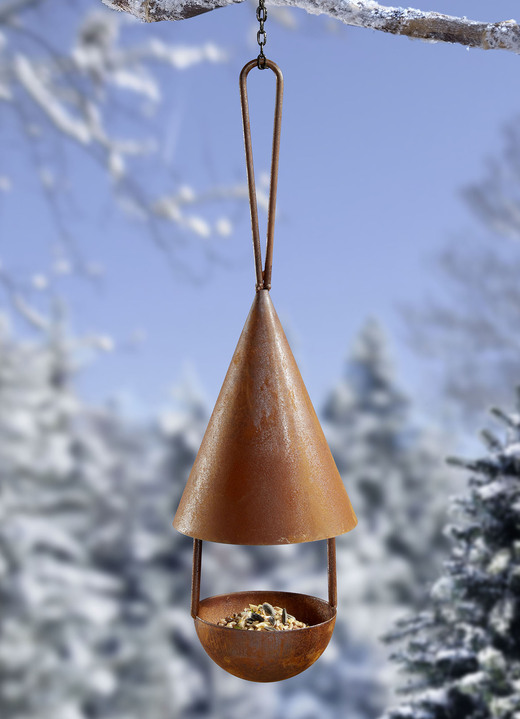 - Futterhaus aus gerostetem Metall, in Farbe BRAUN, in Ausführung hängend Ansicht 2