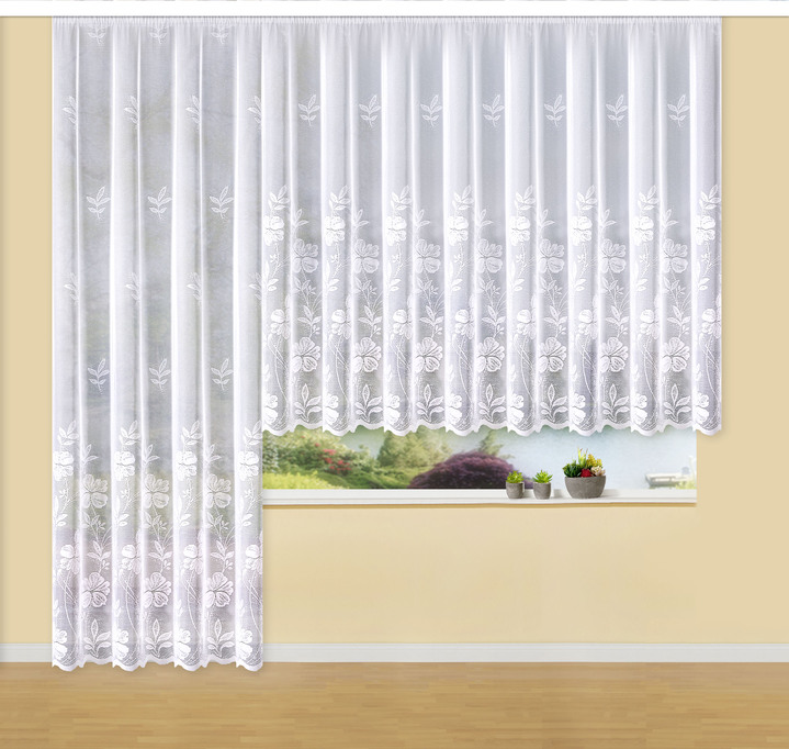 Klassisch - Zauberhafter Langstore in Jacquard-Qualität, in Größe 240 (H225xB375 cm) bis 294 (H245xB500 cm), in Farbe WEISS Ansicht 3