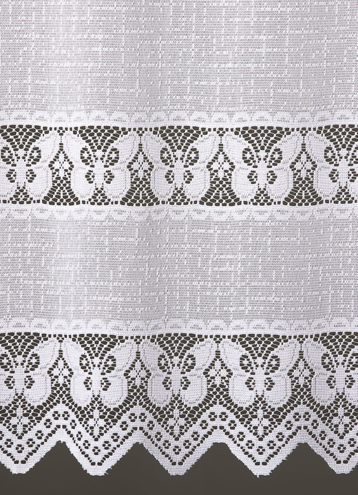 Kurzgardinen - Kleinfenster-Store mit gezacktem Abschluss und Stangendurchzug Ansicht 2 Kurzgardinen - Kleinfenster-Store mit gezacktem Abschluss und Stangendurchzug, in Größe 854 (H 75xB100 cm) bis 894 (H120xB150 cm), in Farbe WEISS Ansicht 2