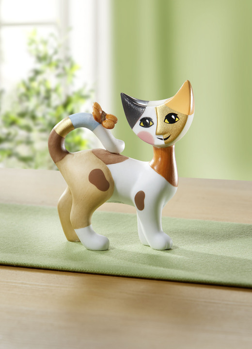 Figuren - Von Hand gefertigt Katze aus Biskuitporzellan, in Farbe BUNT