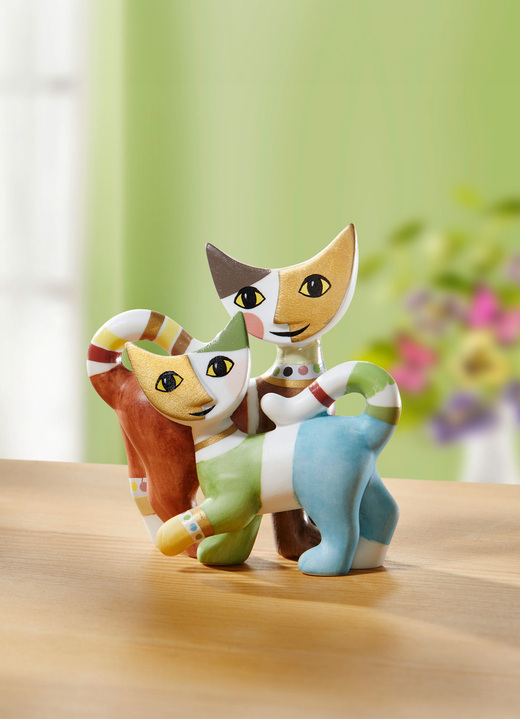 - Mini-Katzenpaar aus Biskuitporzellan, in Farbe BUNT