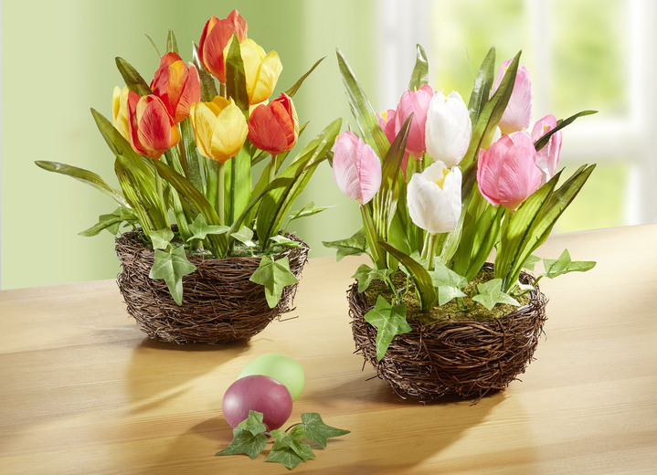 Kunst- & Textilpflanzen - Tulpen im Weidekorb Ansicht 4 Kunst- & Textilpflanzen - Tulpen im Weidekorb, in Farbe GELB-ORANGE, in Ausführung Gelb-Orange, klein Ansicht 4