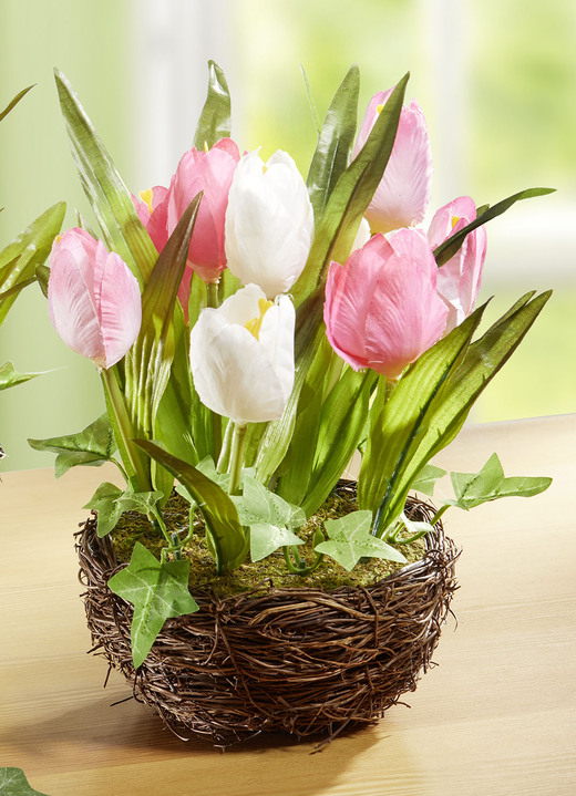 Kunst- & Textilpflanzen - Tulpen im Weidekorb Ansicht 3 Kunst- & Textilpflanzen - Tulpen im Weidekorb, in Farbe GELB-ORANGE, in Ausführung Gelb-Orange, klein Ansicht 3