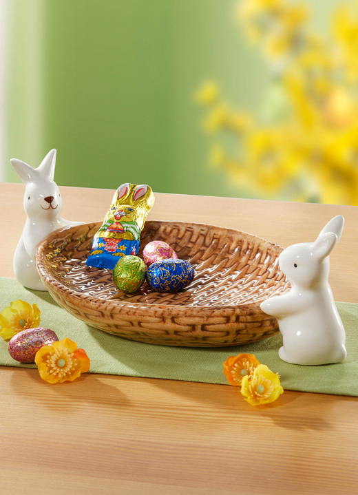 Oster-Geschenkideen - Deko-Schale in Flechtoptik, in Farbe BRAUN-WEISS