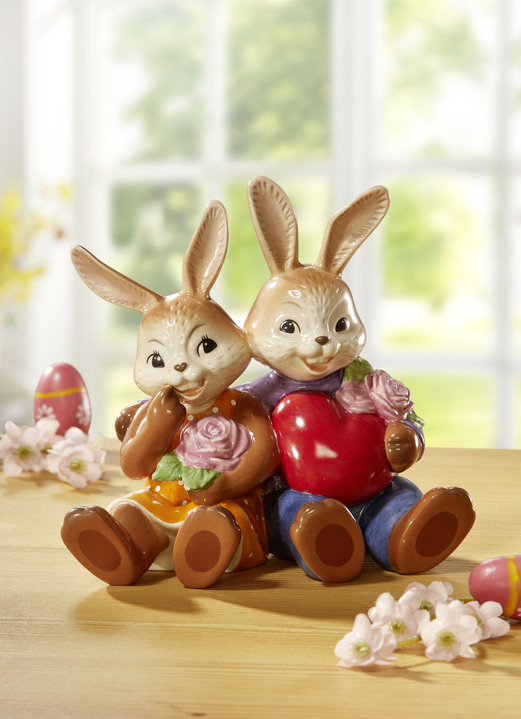Oster-Goebel-Figuren - Hasenpaar aus Feinsteingut, in Farbe BUNT