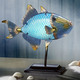 SALE % - Beleuchteter Fisch, in Farbe BLAU-GOLD